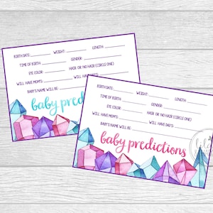 Cartes de prédiction imprimables pour bébé Gem. Jeux à imprimer pour baby shower ou saupoudrer de pierres précieuses ou de bijoux. Téléchargement numérique instantané.