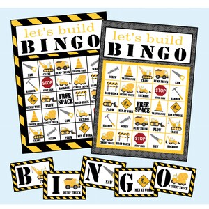 Deluxe Let&#39;s Build Bingo Construction Themed Bingo Game. Perfect for Construction Party. Instant Digital Download