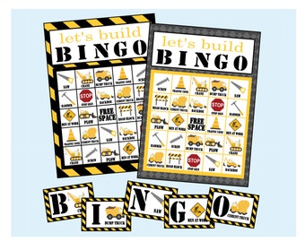 Deluxe Let's Build Bingo Construction Themed Bingo Game. Perfect for Construction Party. Instant Digital Download