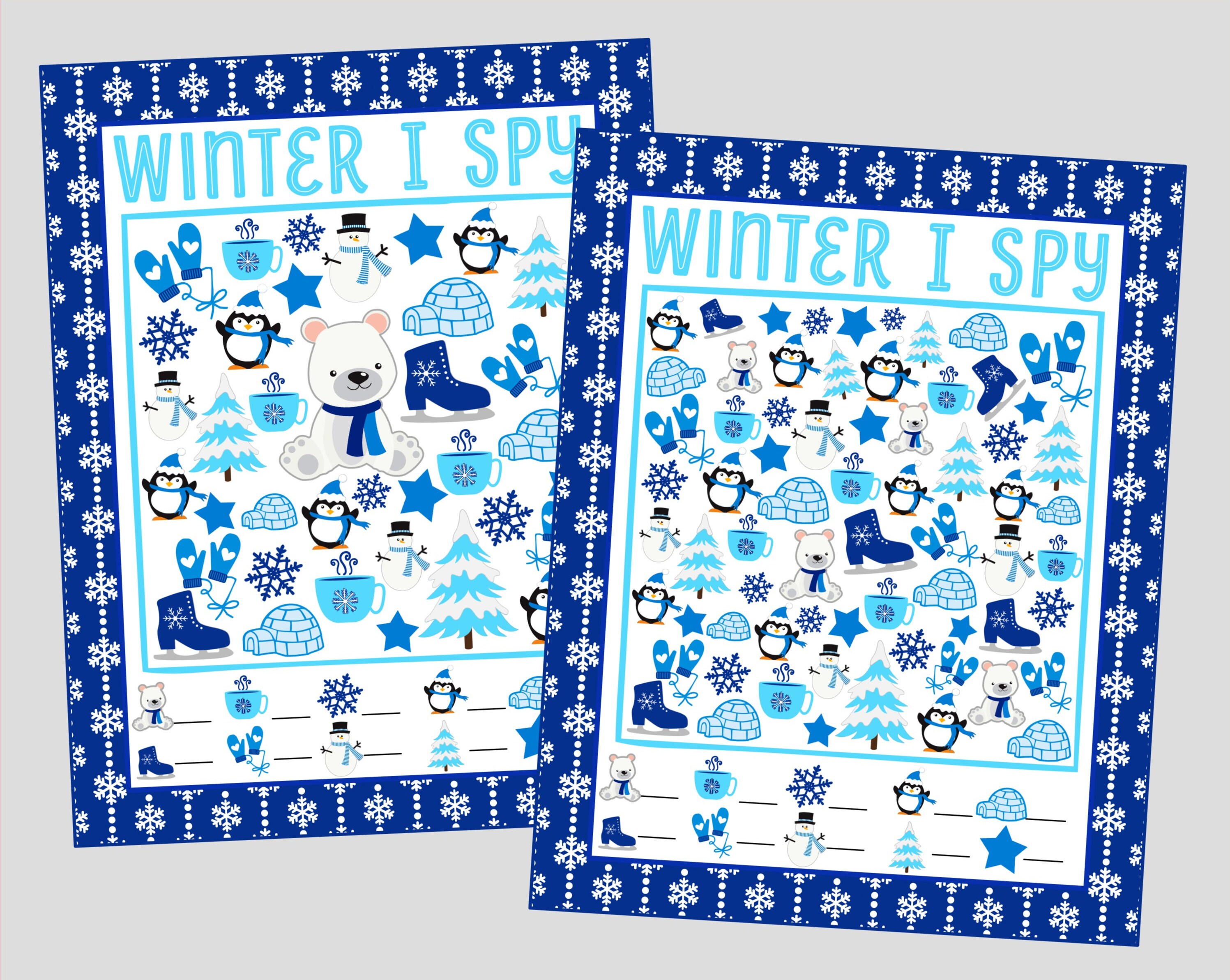 winter i spy printable games 5 different sheets easier to etsy israel