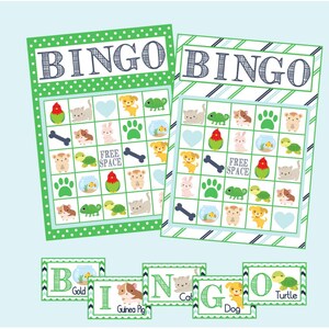 Pet Bingo Game. Instant Digital Download. Dog, Cat, Bunny, Animal Bingo Game. Perfect for Toddler, Preschool, Classroom, Party Game.