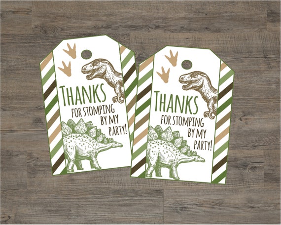 Dinosaur Party Favor Tags. Thanks For Stomping By My Party. - Etsy Italia