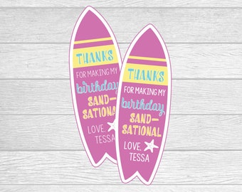 Gepersonaliseerde bedankkaartjes voor surfplank (digitale bestanden)