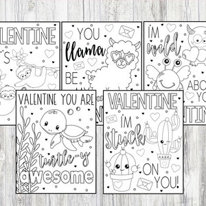 Druckbare Valentinstag Malseiten für Kinder oder Erwachsene! Faultier, Kaktus, Liebesmonster, Lama & Meeresschildkröte Seiten. Sofortiger digitaler Download