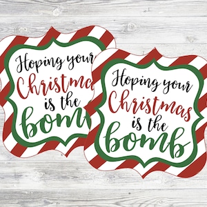 Bath Bomb Christmas Tags. Hoping Your Christmas Is The Bomb. Instant Digital Download.