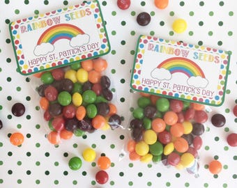 Rainbow Seeds Tag & Bag Topper for St. Patrick's Day. Digital Instant Download. Gift Tags, Gift Bag Toppers. Treat Bag Tag, Party Favor