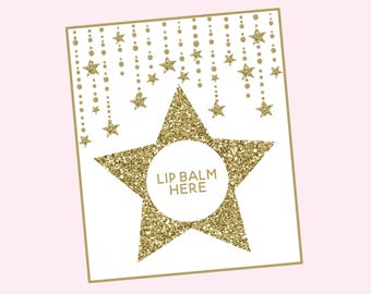 Gold Twinkle Lip Balm Card for Twinkle Twinkle Baby Shower. Printable Instant Digital Download. Little Star, Gold Star,
