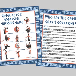 Gioco di indovinelli di dei e dee greche. Gioco stampabile di mitologia greca antica, abbina il dio/la dea all'immagine. Download digitale istantaneo.
