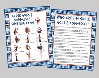 Greek Gods & Goddesses Guessing Game. Printable Ancient Greek Mythology Game, Match the God/Goddess to the Image. Instant Digital Download.