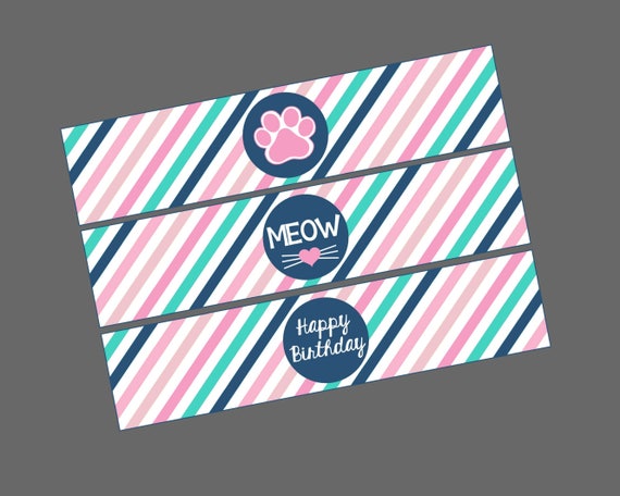 Printable Water Bottle Labels for Kitty Party. Cat Kitten | Etsy