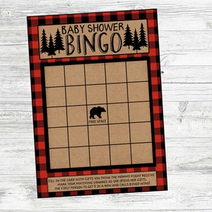 Baby Shower Bingo Game for Lumberjack, Winter, Mountain Baby Shower or ...