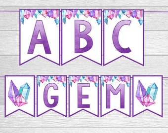 Printable Gem Party Banner. You're a Gem, She's A Gem, Gemstone Banner for Gem Birthday Party or Shower. Instant Digital Download Files.