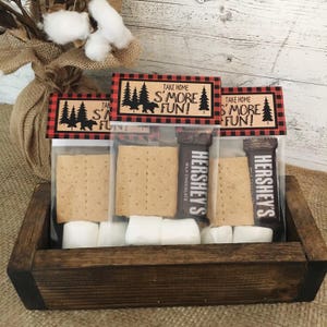 Printable S'Mores Favor Bag Topper for Lumberjack Party. Take Home S'More Fun Bag Topper.  Red Black Buffalo Plaid Party.Digital Download.