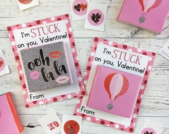 I'm STUCK on you, Valentine! Printable Valentine's Day Cards for Stickers. Instant Digital Download. Perfect for Class Valentine Exchange.