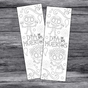 Marcadores DIY Dia De Los Muertos. Imprima e pinte seu próprio marcador. Download digital instantâneo. Marcadores do Dia dos Mortos.