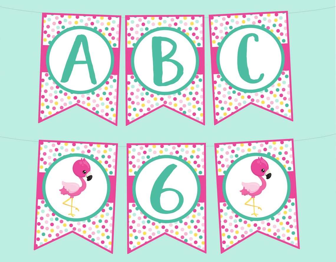 Printable Flamingo Birthday Banner. Let's Flamingle & | Etsy