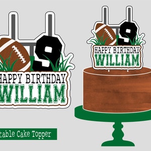 Printable Football Birthday Cake Topper. Personalized Birthday Cake Topper. Touchdown, Team Party Cake Topper. Printable Digital File.