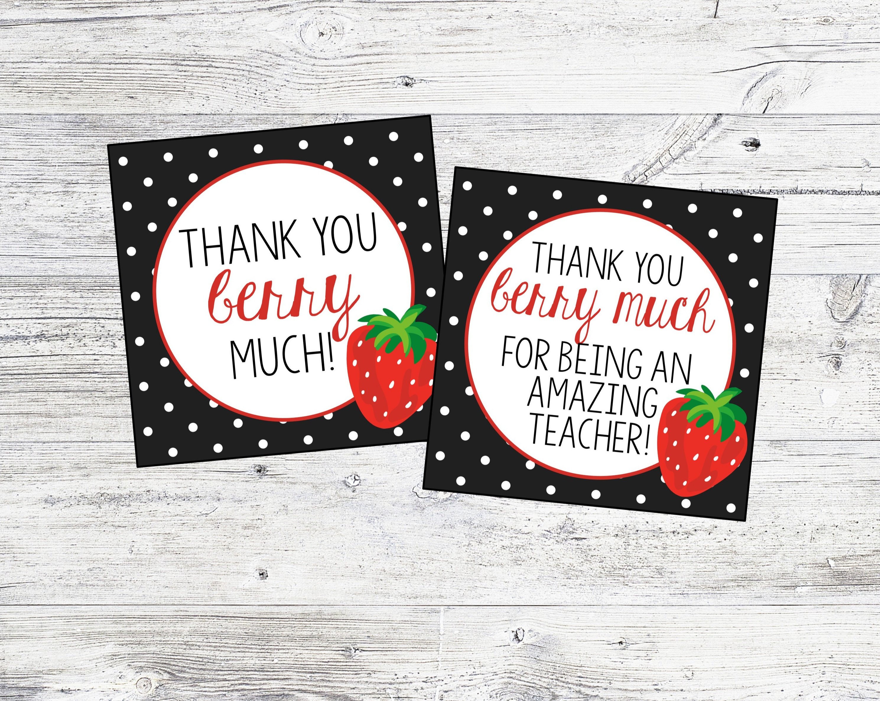 Paper Tags Thank You Berry Much Strawberry Birthday Favor Tags