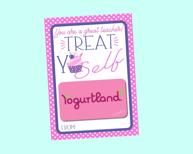 Treat Yoself Frozen Yogurt Gift Card Holder Cards for Etsy
