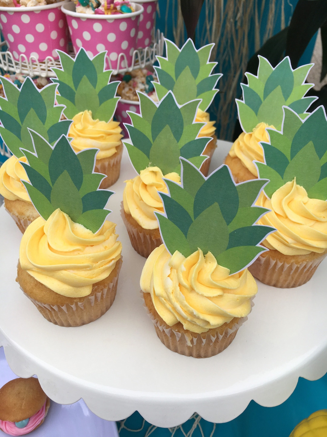 PRINTABLE Pineapple Tops Cupcake Toppers. Cupcake Toppers for Luau ...