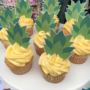 PRINTABLE Pineapple Tops Cupcake Toppers. Cupcake Toppers for Luau ...