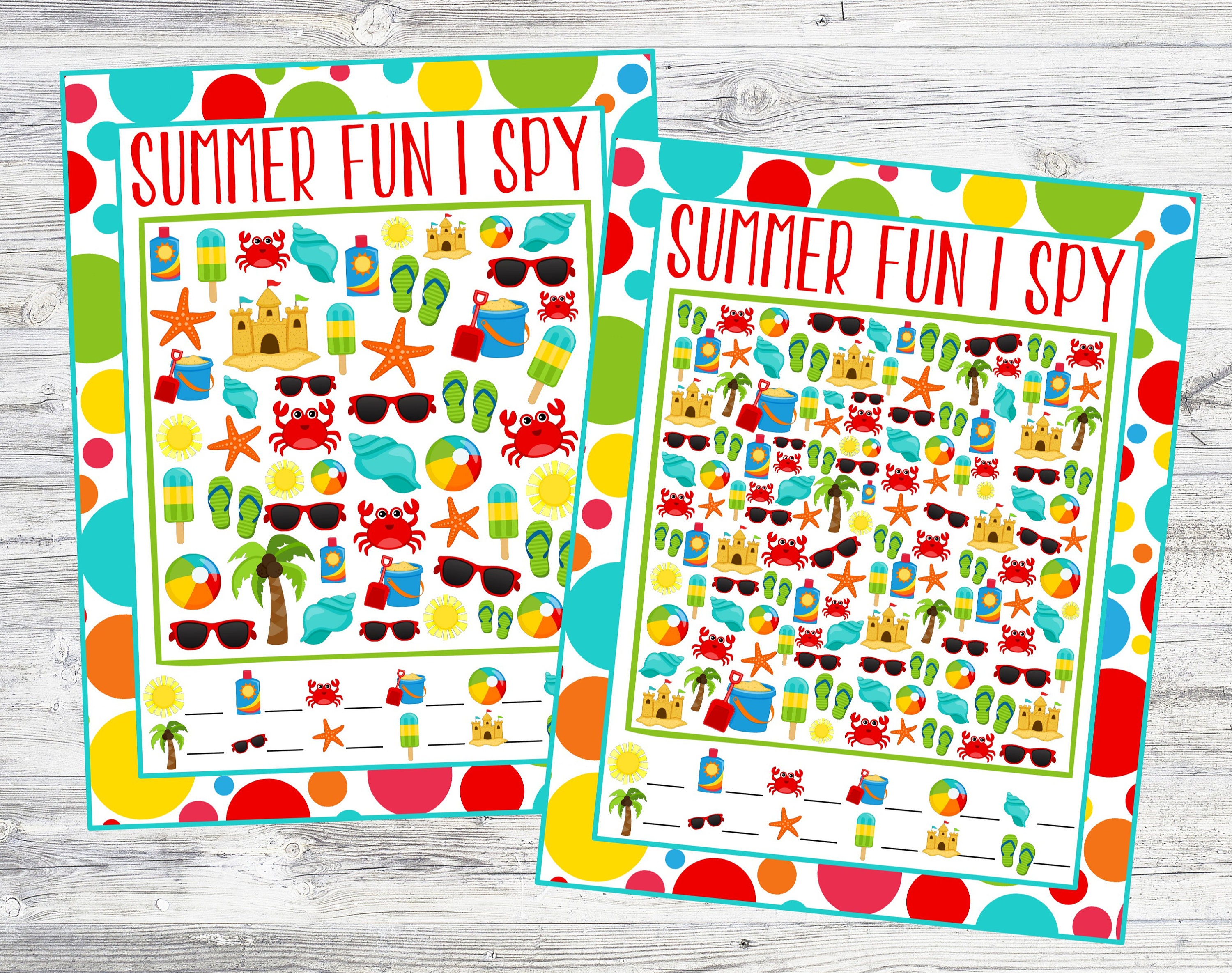 summer fun i spy printable games 5 different sheets easy to etsy