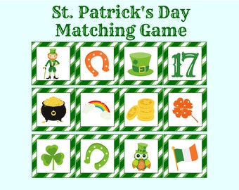 St. Patrick's Day Memory Game. Instant Digital Download. Great Toddler, Preschool, Kid Activity