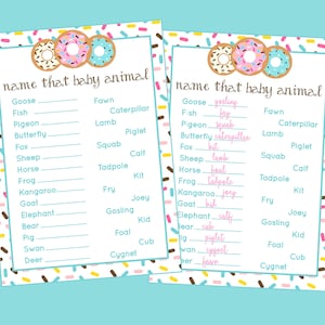 Name That Baby Animal! Donut Baby Shower Game. Instant Digital Download. Donut Baby Shower, Donut Party, Sprinkles Party.