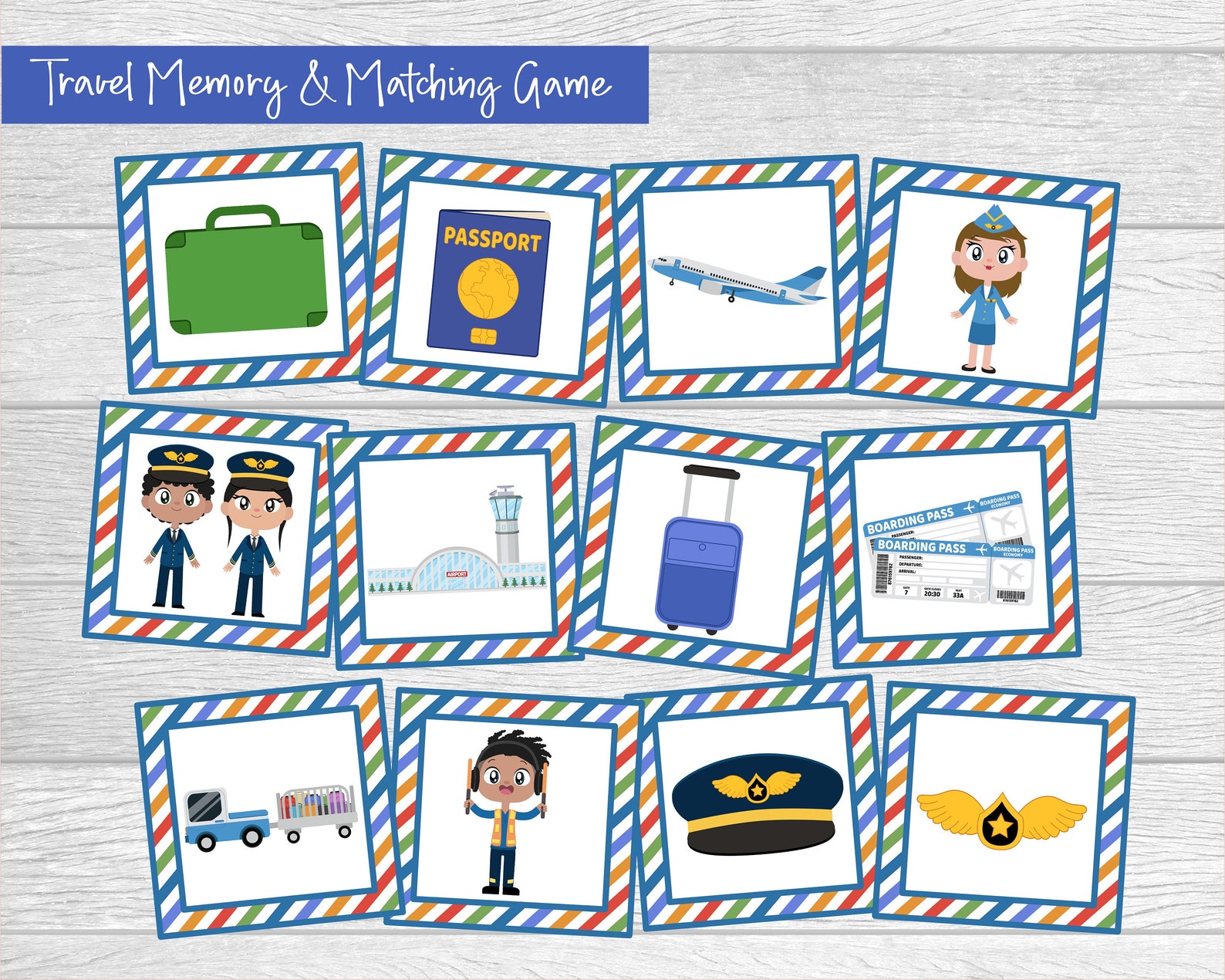 Printable Airport Travel Memory/matching Game. Instant Digital Download ...