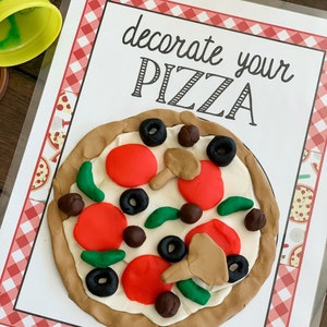 Pizza Party Play Dough Mat / Coloring Page. Printable Activity Sheet ...