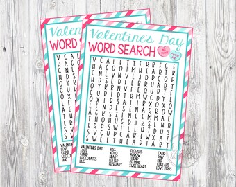 Valentine's Day Word Search Game. Printable Instant Digital Download Word Search.
