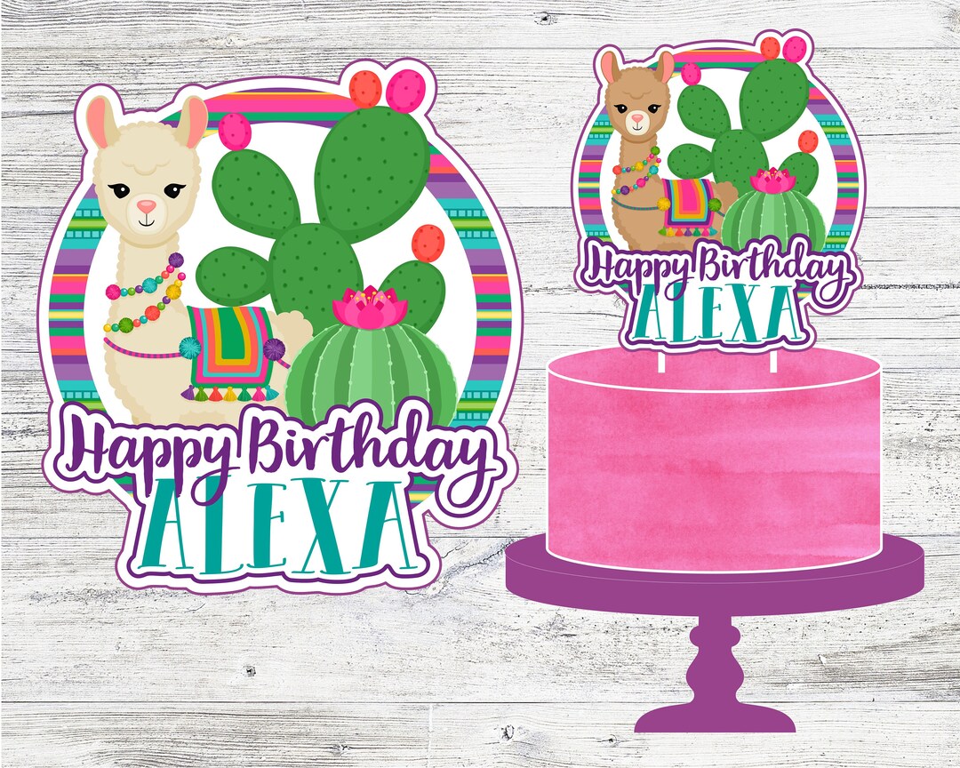 Printable Llama or Alpaca Cake Topper. Personalized Cake Topper for ...