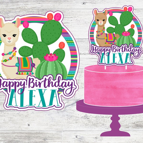 Printable Llama or Alpaca Cake Topper. Personalized Cake Topper for Llama or Alpaca Party/