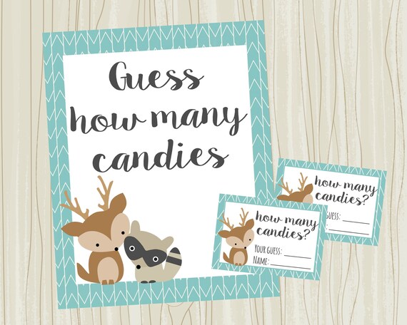 Candy Guessing Game For Woodland Baby Shower Oh Deer Etsy