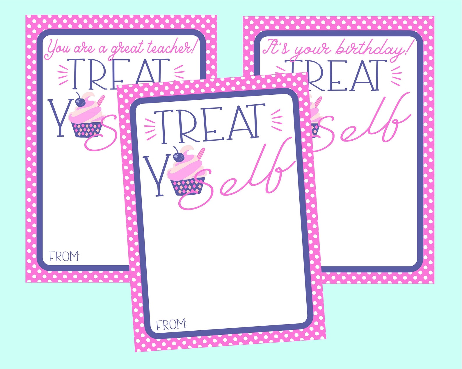 Treat Yoself Frozen Yogurt Gift Card Holder Cards for Etsy Denmark