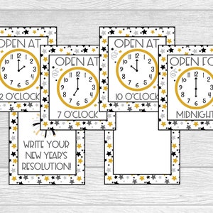 Cartes imprimables du compte à rebours du Nouvel An. Cartes d'activités de midi à minuit Plus. Activité du Nouvel An pour les enfants. Téléchargement numérique instantané.