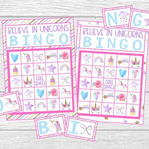Unicorn Bingo Game. Printable Bingo Game Set. Incl. 12 Game Cards ...