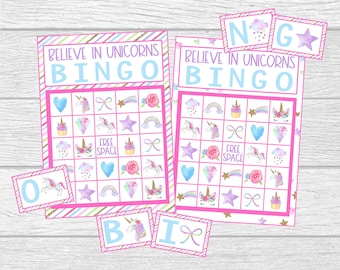 girls unicorn bingo etsy