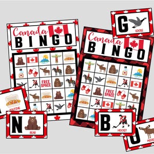 Druckbare Kanada Bingo Spiel. 12 Karten Kanada Bingo Spielset für Canada Day Party, Reisen oder Klasse. Sofortiger digitaler Download-Dateien.