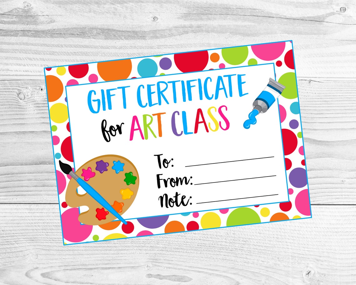 Printable Gift Certificate for an Art Class. Instant Digital | Etsy