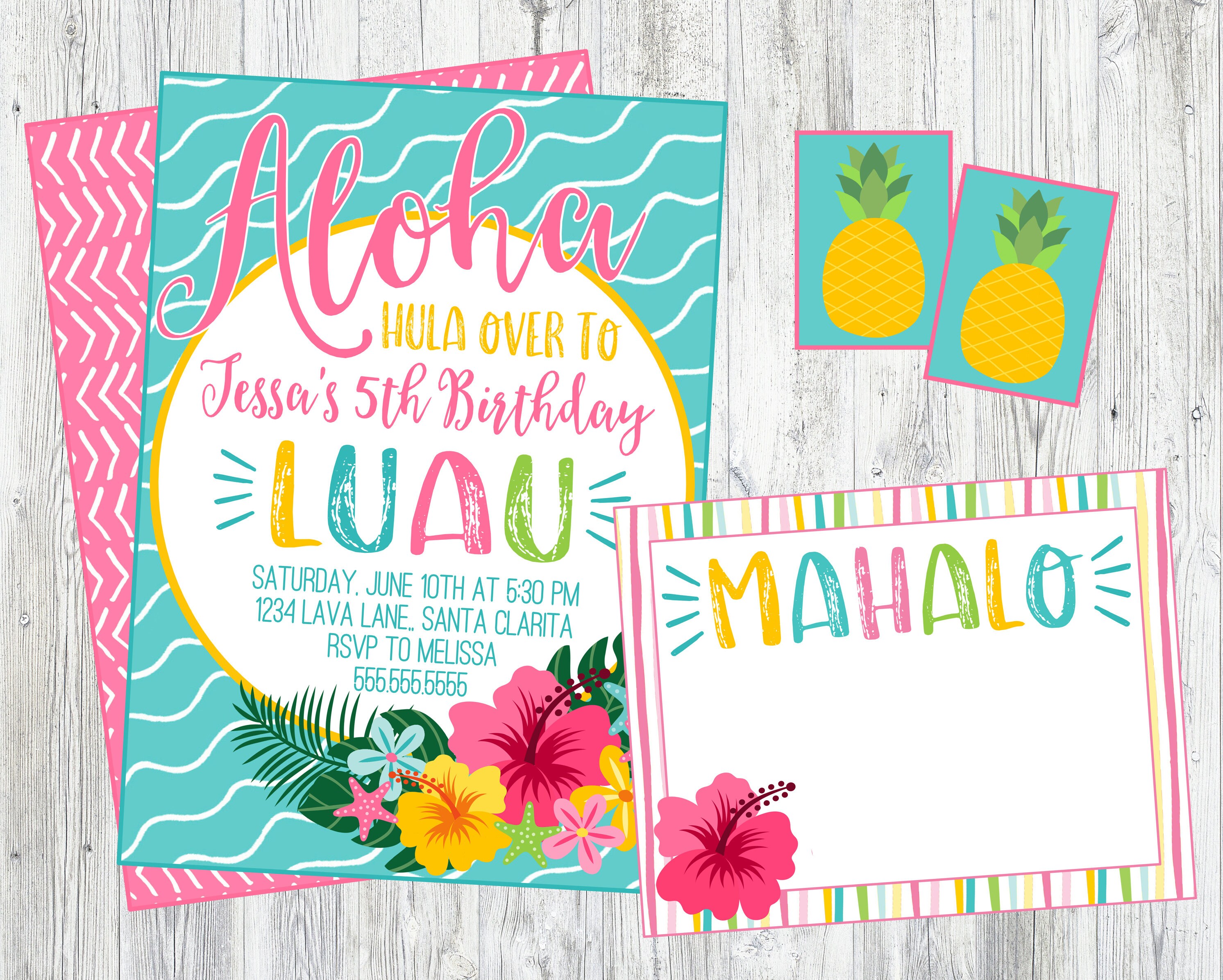 Luau Birthday Party Invitation. Printable Luau Invitation. For | Etsy