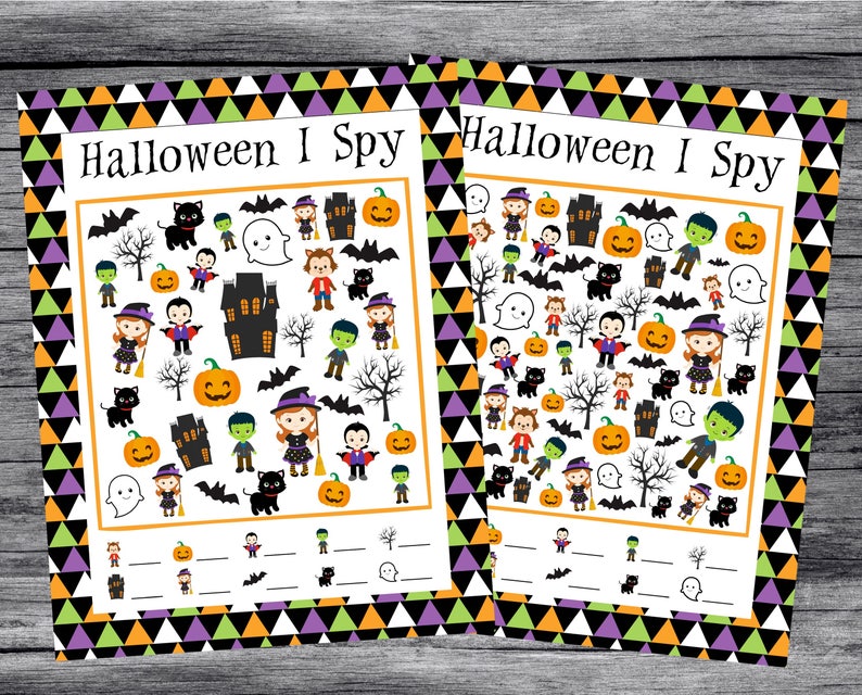 Halloween I Spy Printable Pages. 5 Different Sheets, Easier and Harder. Instant Digital Download. Halloween Game for Preschool, Kindergarten image 1