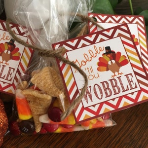 Gobble 'Til You Wobble Thanksgiving Tags and Bag Toppers. Thanksgiving Gift Tags. Digital Instant Download