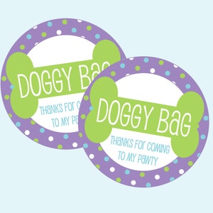 Doggy Bag Favor Tag for Puppy Party, Dog Party, Puppy Birthday Party, Baby Shower. Instant Digital Download.