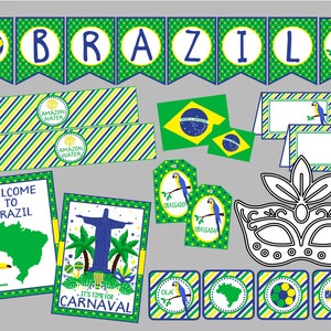 Brazil Party Mini-Package. Instant Digital Download. Perfect for Class Project, Carnaval, Country Projects and More!
