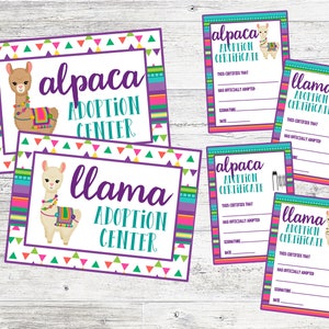 Alpaca/Llama Adoption Center Sign & Certificates. Instant Digital Download. Includes Both  Adopt An Alpaca and Adopt A Llama Sets