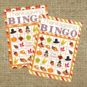 Deluxe Thanksgiving Bingo- 24 Bingo Cards plus Calling Cards and Call Sheet. Instant Digital Download