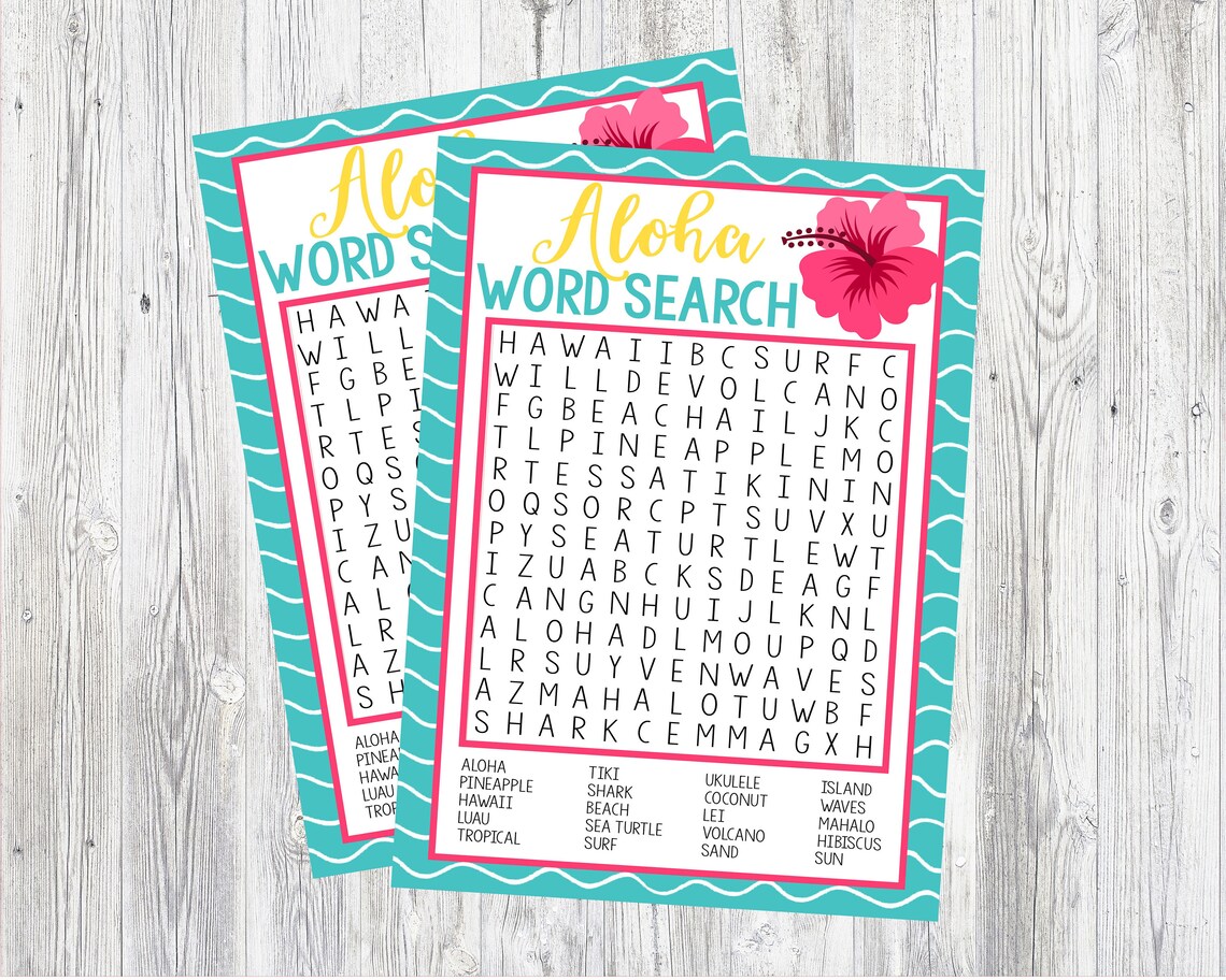 aloha word search game printable word search game for