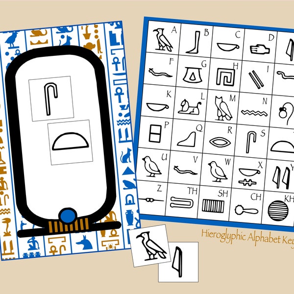 Egypt Hieroglyphics Activity. Incl. Printable Cartouches, Hieroglyph Key, & Hieroglyphs for Secret Message or Name Instant Digital Download