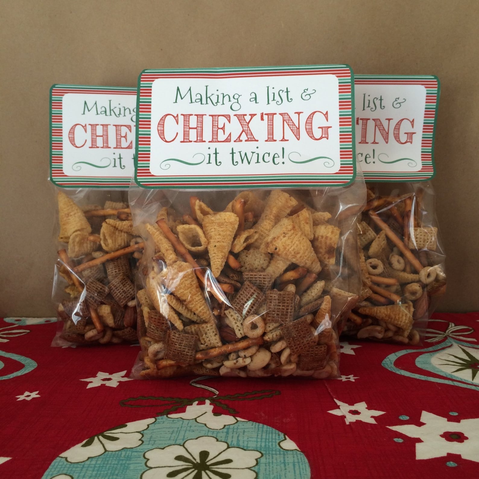 Christmas Chex Mix Bag Topper and Gift Tag Making A List and Etsy